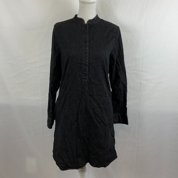 Universal Standard Shirt Dress 3XS Muted Black-Gray Half Button Long Sleeve - Picture 1 of 11